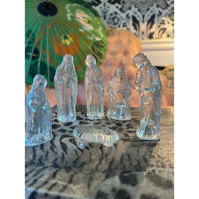 Transparent Vintage Glass Miniature Nativity Christmas Set For Sale - Image 8 of 9