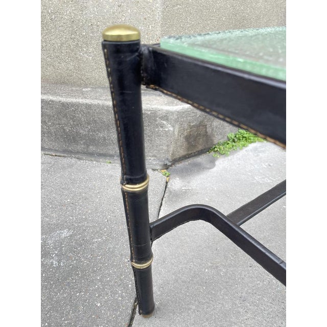 Stitched Leather Cocktail Table by Jacques Adnet, 1950s For Sale - Image 4 of 16
