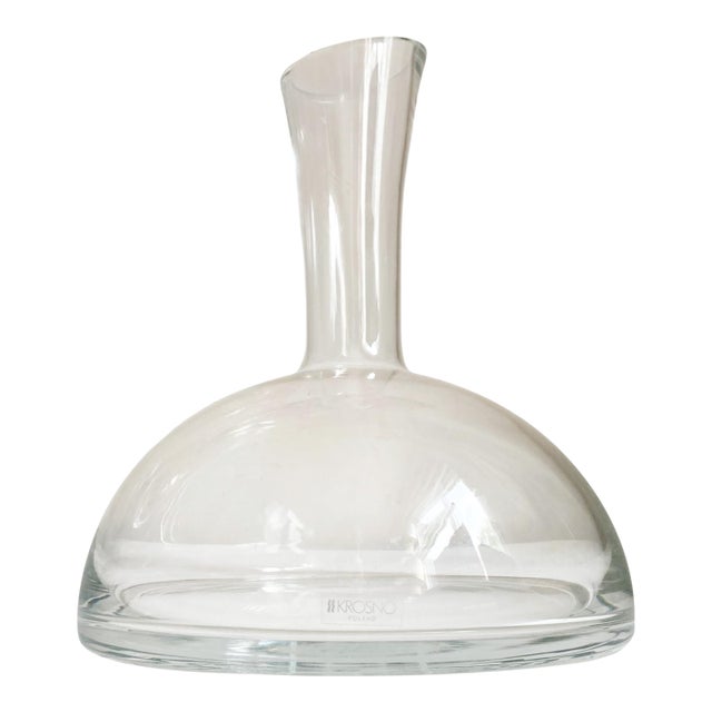 1970s Krosno Wine Decanter Aerator Handmade Glass Swoon Carafe For Sale