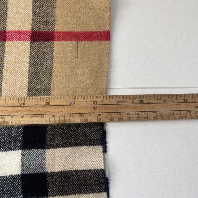 Camel Burberry Beige Plaid 100% Cashmere Scarf For Sale - Image 8 of 9