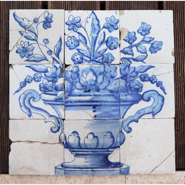 Circa: 18th Century. Country: Portugal. Material: Earthenware, Tin-glazed pottery. Item condition: Seven tiles with...