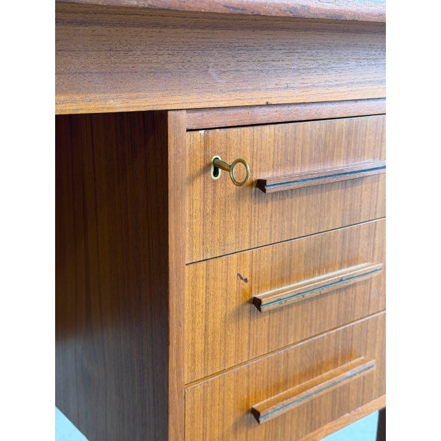 Brown Teak Writing Table Home Office Storage Desk Denmark Mid-Century Modern 1960s For Sale - Image 8 of 10