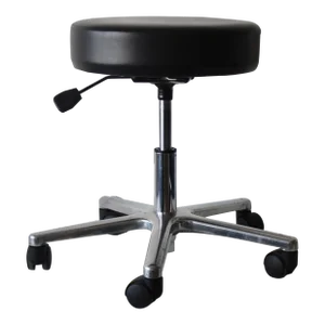 Clinton Modern 5-Leg Pneumatic Stool With Cast Aluminum Base Black Padded Seat