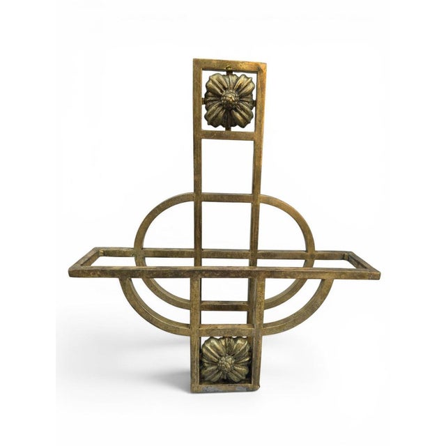 Art Nouveau Gilt Brass Wall-Mounted Magazine Rack, 1910 For Sale - Image 3 of 13