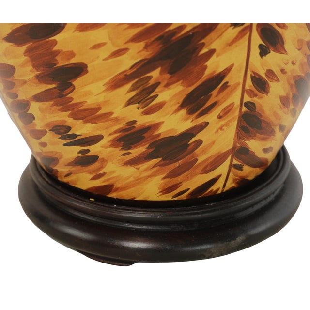 Ceramic These Are a Pair of Early 21st-Century Hand-Painted Tortoiseshell-Patterned Art Ceramic Table Lamps. For Sale - Image 7 of 9