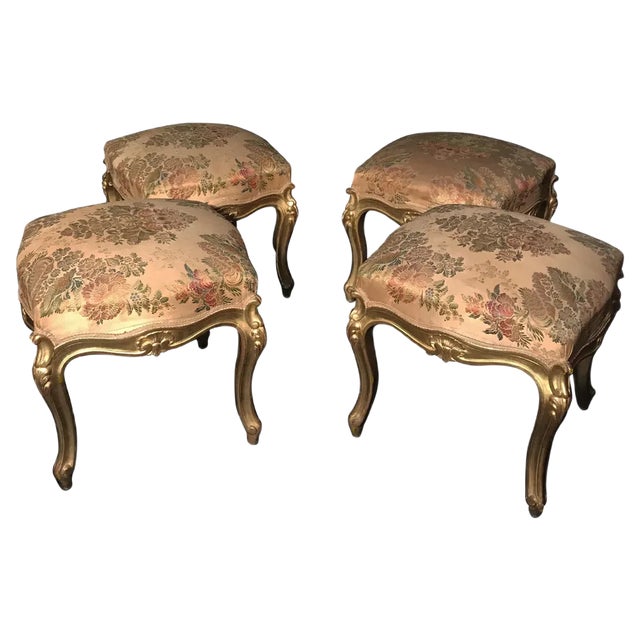 Giltwood Stools, Italy, 19th Century, Set of 4 For Sale