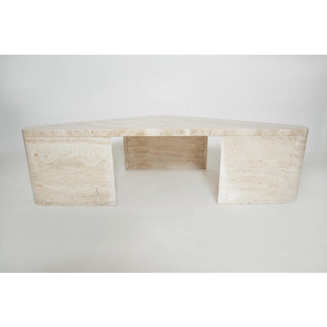 Triangular Travertine Table, 1970s For Sale - Image 3 of 18