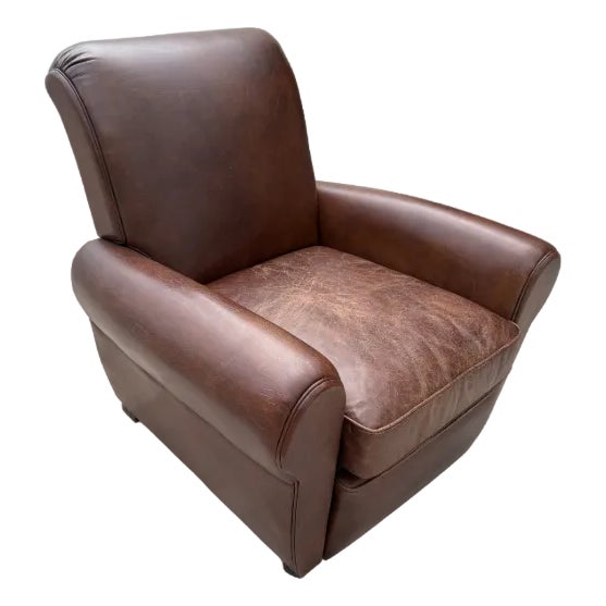 Rh 1920s Parisian Leather Club Recliner For Sale