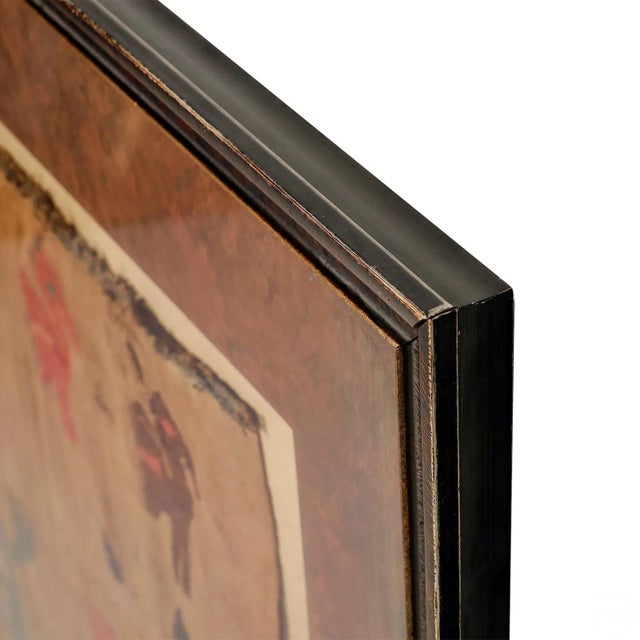 Orange Large Framed Pre-Columbian Embroidered Textile from Chimu Culture For Sale - Image 8 of 8