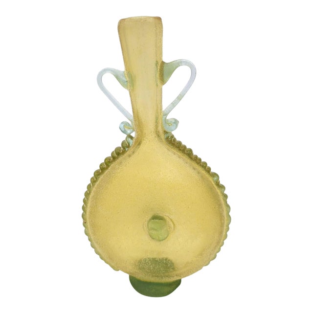 Vintage Venetian Scavo Art Glass Amphora Vase For Sale