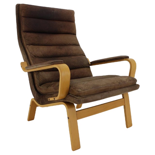 Contino Leather Armchair attributed to Yngve Ekström, Sweden, 1970s For Sale