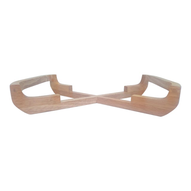 1970s Dolphin Beechwood Casserole Dish Table Rack For Sale