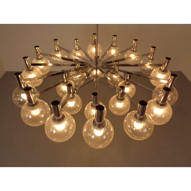 Large Chromed Spider Sputnik Lamp with 24 Handblownd Ice Glass Balls from Ott International, Germany, 1960s For Sale - Image 16 of 18