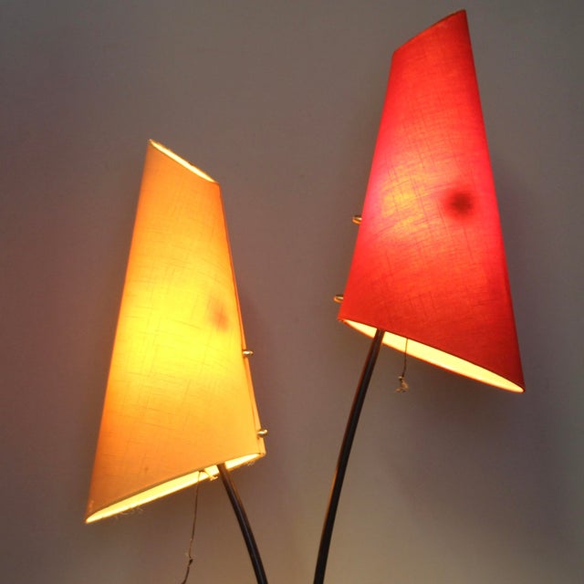Metal Mid-Century Modern German Floor Lamp with Two Shades, 1950s For Sale - Image 7 of 13