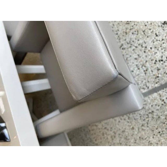 1980s-90s Brueton Gray Leather Arm Chairs - Set of 6 For Sale - Image 11 of 13