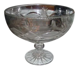 Early 19th Century American Federal Pittsburgh Flint Cut Glass Crystal Footed Compote or Punch Bowl
