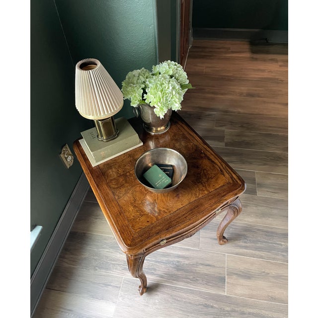 Century Furniture Burlwood French Provincial End Table With Drawer For Sale - Image 14 of 15
