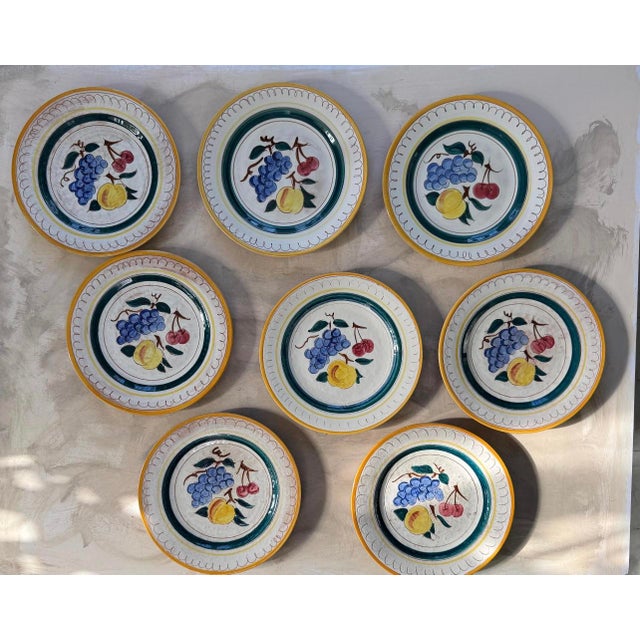 Ceramic Vintage Stangl Terra Rose Fruit Dinner Plates 10 Inch Hand Painted Pottery - Set of 8 For Sale - Image 7 of 10