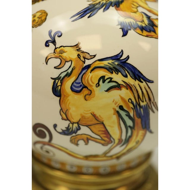 Renaissance Revival Italian Majolica Table Lamps, 1890, Set of 2 For Sale - Image 13 of 18