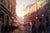 Bustling Alley at Dusk by Christopher Clark | Oil on wood panel painting of a lively street at sunset. For Sale