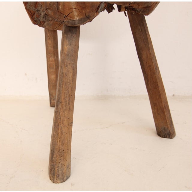 Primitive Wabi Sabi Wooden Chopping Block Side Table, Early 20th Century For Sale - Image 13 of 18