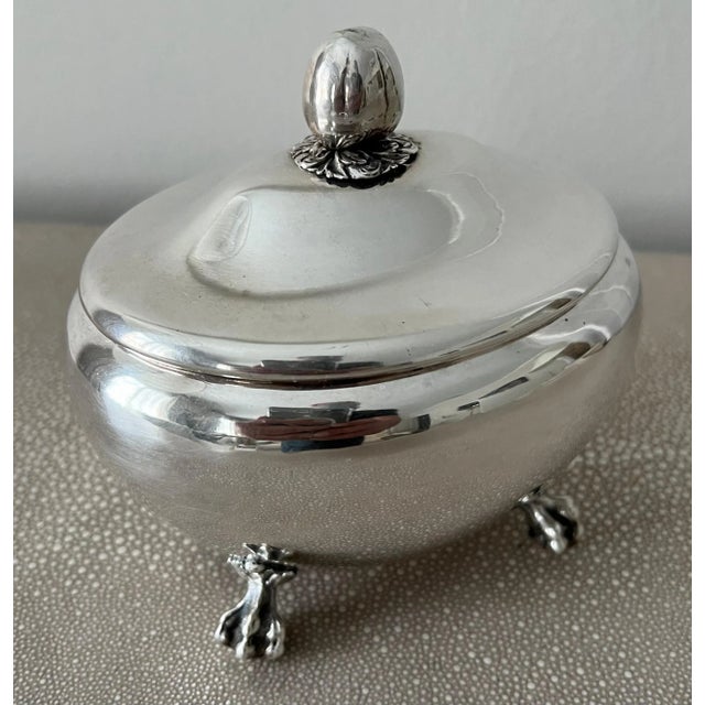 Silver Plate Hinged Oval Box on Claw Feet For Sale In Los Angeles - Image 6 of 10