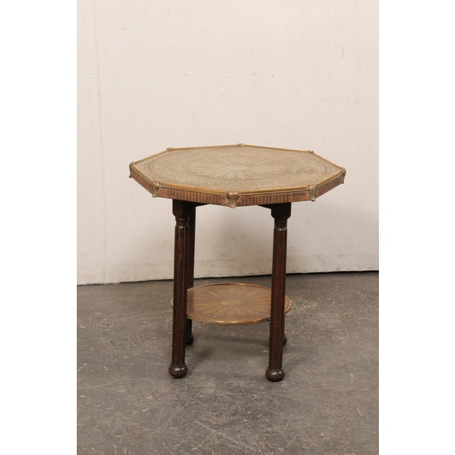 Antique Italian Brass & Wood Accent Table For Sale - Image 9 of 12
