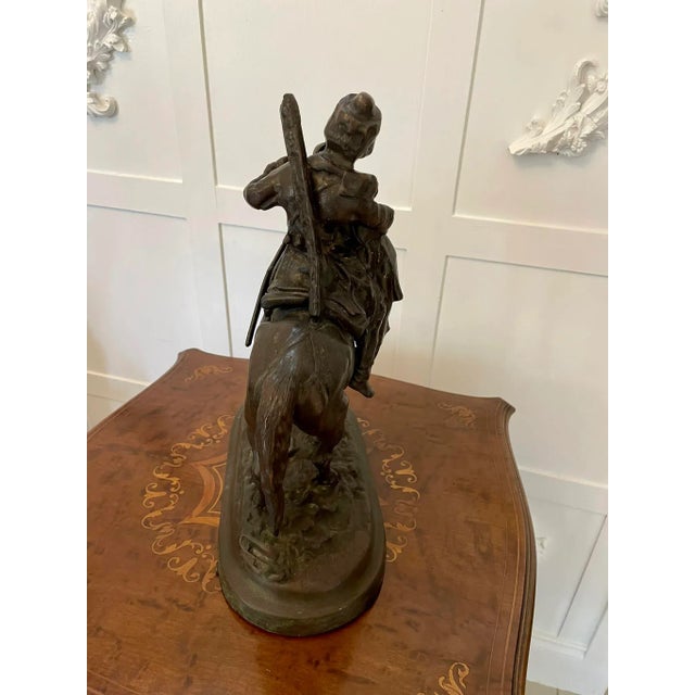 Antique Victorian Quality Bronze Figure of Cossack on Horseback For Sale - Image 6 of 12