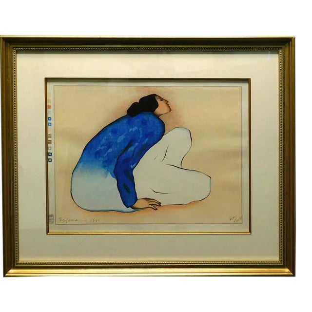 1981 R.C. Gorman "Sora" Woodblock Printed in Tokyo, Japan in New Custom Frame For Sale
