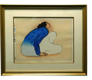 1981 R.C. Gorman "Sora" Woodblock Printed in Tokyo, Japan in New Custom Frame