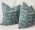 Custom pair of 22" pillows covered in a tiger patterned chenille in blue. These pillows have tapered corners to prevent...