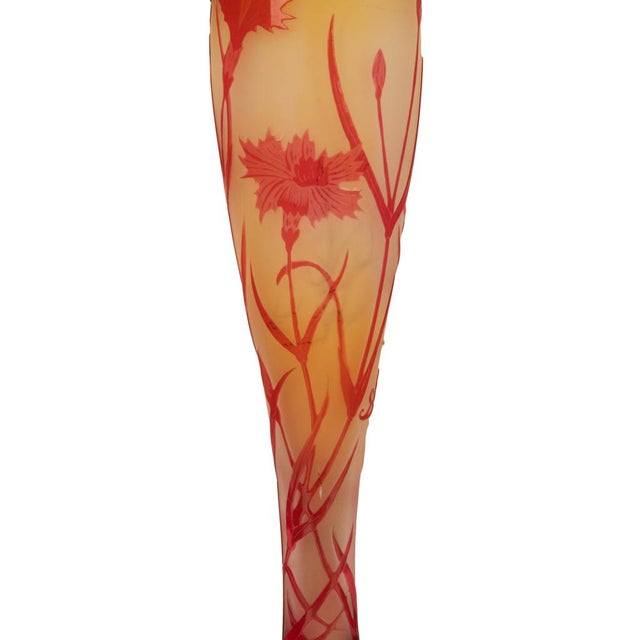 Antique French Art Nouveau Cameo Glass Soliflore Carnation Vase Emile Galle 1900 For Sale - Image 18 of 18