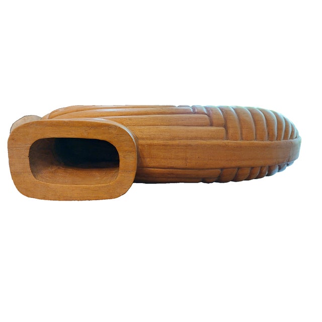 Mid-Century Modern MCM Large Hand-Carved Asymmetrical Wood Art Vase / Sculpture Statement Piece For Sale - Image 3 of 6