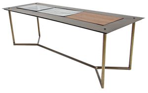 Powder Coat, Glass & Teakwood Inlay Coffee Table by Lambert for Gunter Lambert, 2010s