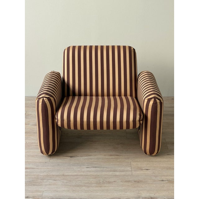 Mid-Century Modern Ray Wilkes “Chiclet” Lounge Chair for Herman Miller in Striped Cotton Jacquard For Sale - Image 3 of 12