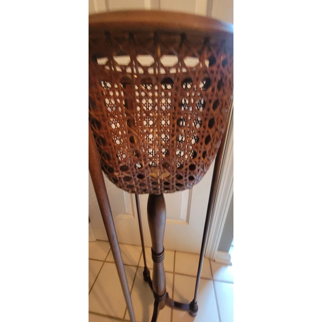 Vintage Wicker Cane Plant Stand For Sale - Image 9 of 18