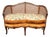 Antique French Louis XV Style Cane Settee Loveseat W Down & Orange Floral Fabric For Sale
