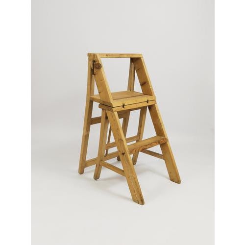 Gold Arts & Crafts Metamorphic Library Steps Folding Ladder Chair, Vienna, 1900s For Sale - Image 8 of 18