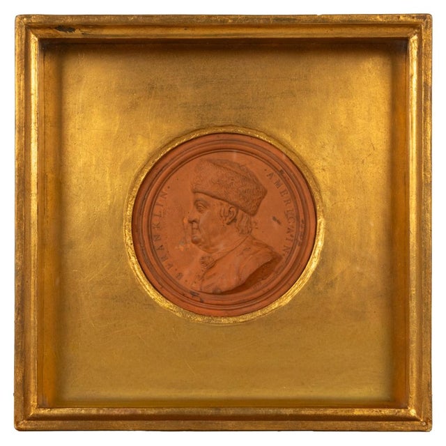 Traditional Political Terracotta Portrait Medallion Benjamin Franklin JeanBaptiste Nini 1777 For Sale - Image 3 of 10
