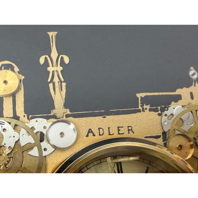 British Art Wall Hanging Framed Locomotive Clock and Collage of Clock by Ken Broadbent, 1985 For Sale - Image 4 of 13