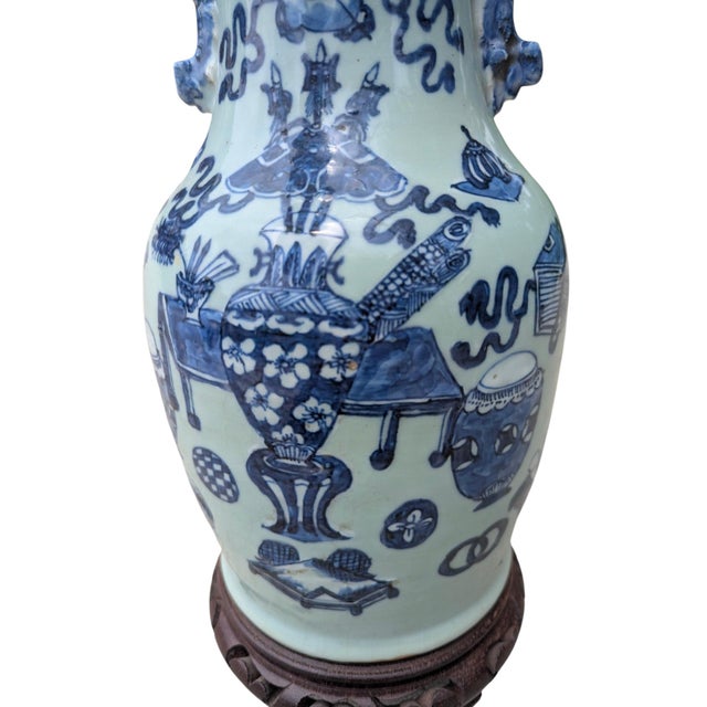 Ralph Lauren Early 20th Century Asian Antique Celadon Vase Table Lamp For Sale - Image 4 of 18