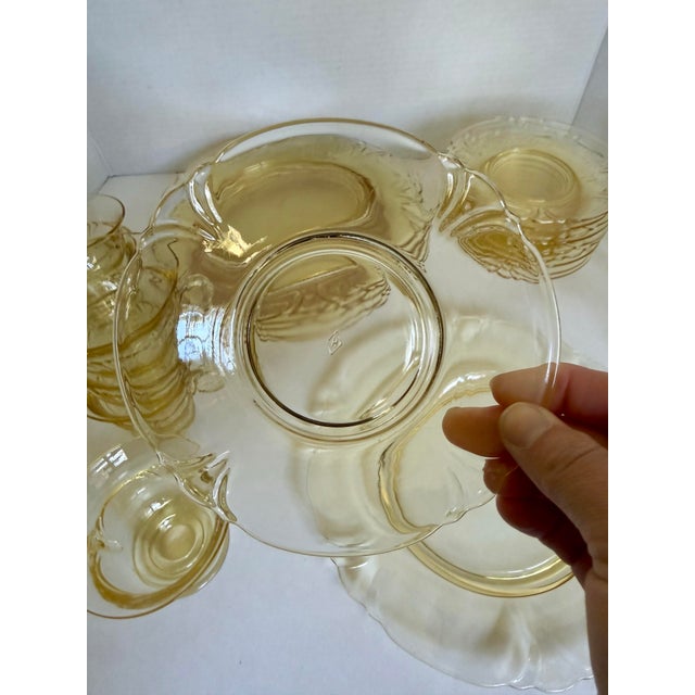 1930s Depression Era Heisey Empress Sahara Yellow Glass Dinnerware Collection, 25 Pieces For Sale - Image 5 of 12