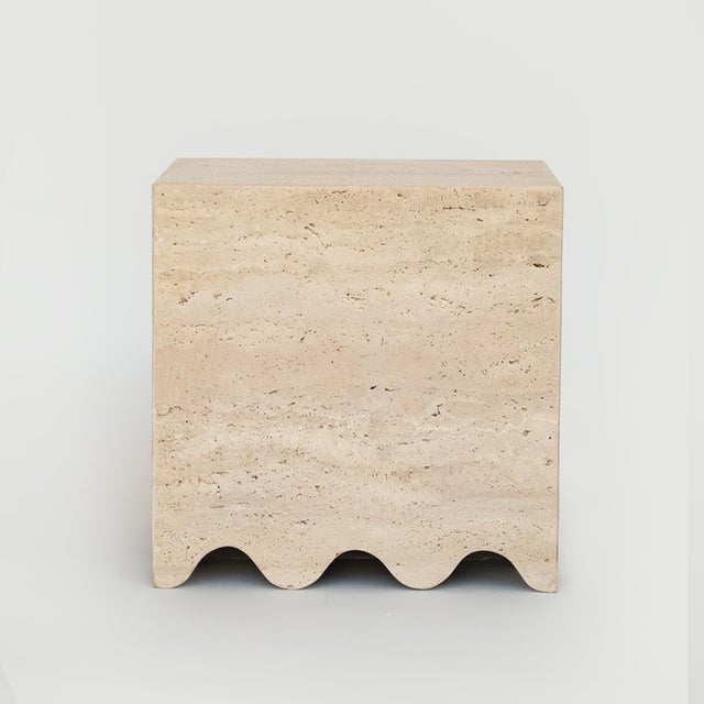 Flow Travertine Side Table by Kiwano Concept For Sale - Image 4 of 6