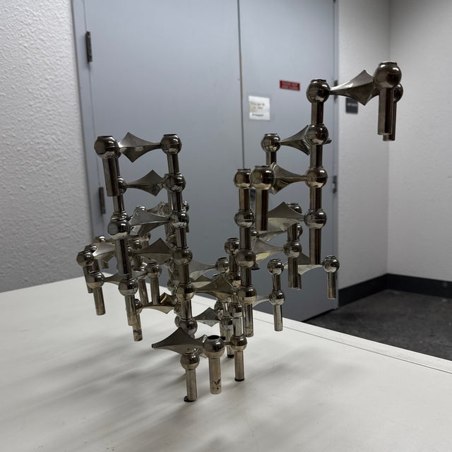 Metal Werner Stoff & Hans Nagel for Stoff Chrome-Plated Modular Stacking Candleholders, Set of Twenty One For Sale - Image 7 of 12