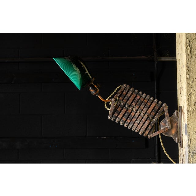 Early 20th Century Japanned Scissor Arm Lamp With Glass Shade For Sale - Image 13 of 18