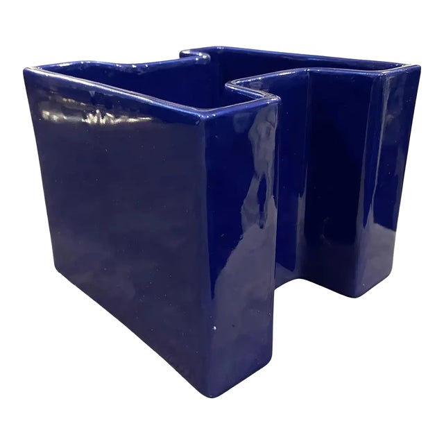 1969 Space Age Blue Vetrochina Italian Vase For Sale