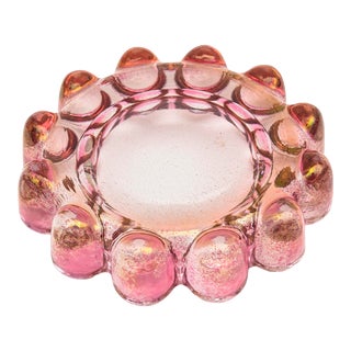 Vintage Pink and Cranberry Sommerso Bubble Ball Glass Small Bowl For Sale