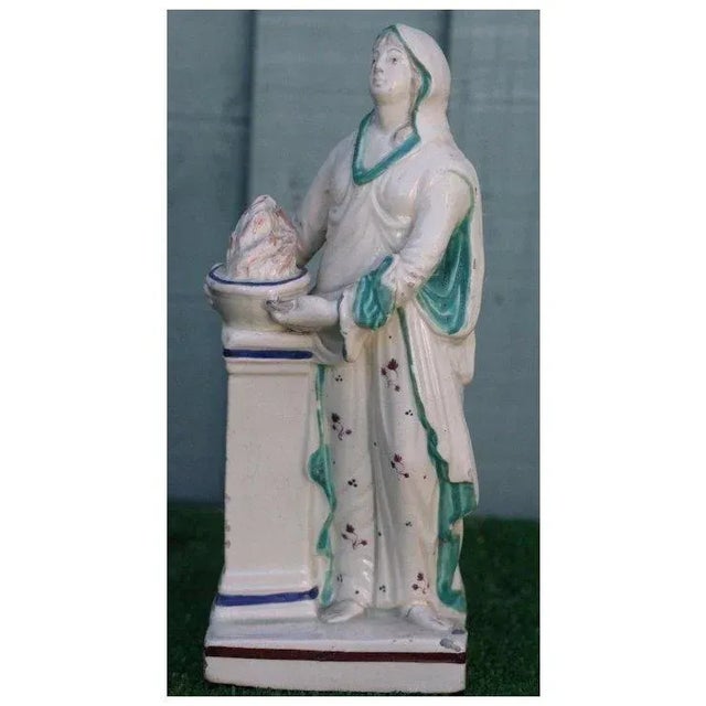 Ceramic Antique 18th Century English Georgian Pearlware Classical Staffordshire Figure of Medea at the Altar of Diana C. 1800 For Sale - Image 7 of 10