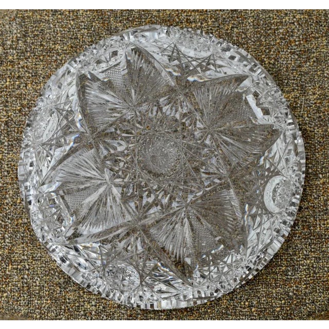 1950s Vintage Heavy Billant Cut Glass Round Bowl For Sale - Image 5 of 12