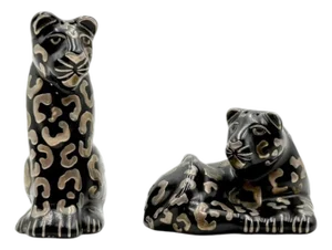 1980s Emilia Castillo Porcelain & Pure Silver Table Sculptures/Salt & Pepper Shakers